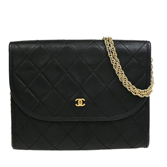 CHANEL CC Logo Mini Matelasse Chain Shoulder Bag Leather Black GHW - Picture 1 of 16